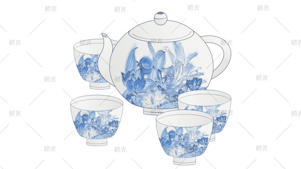 青花瓷茶壶茶杯