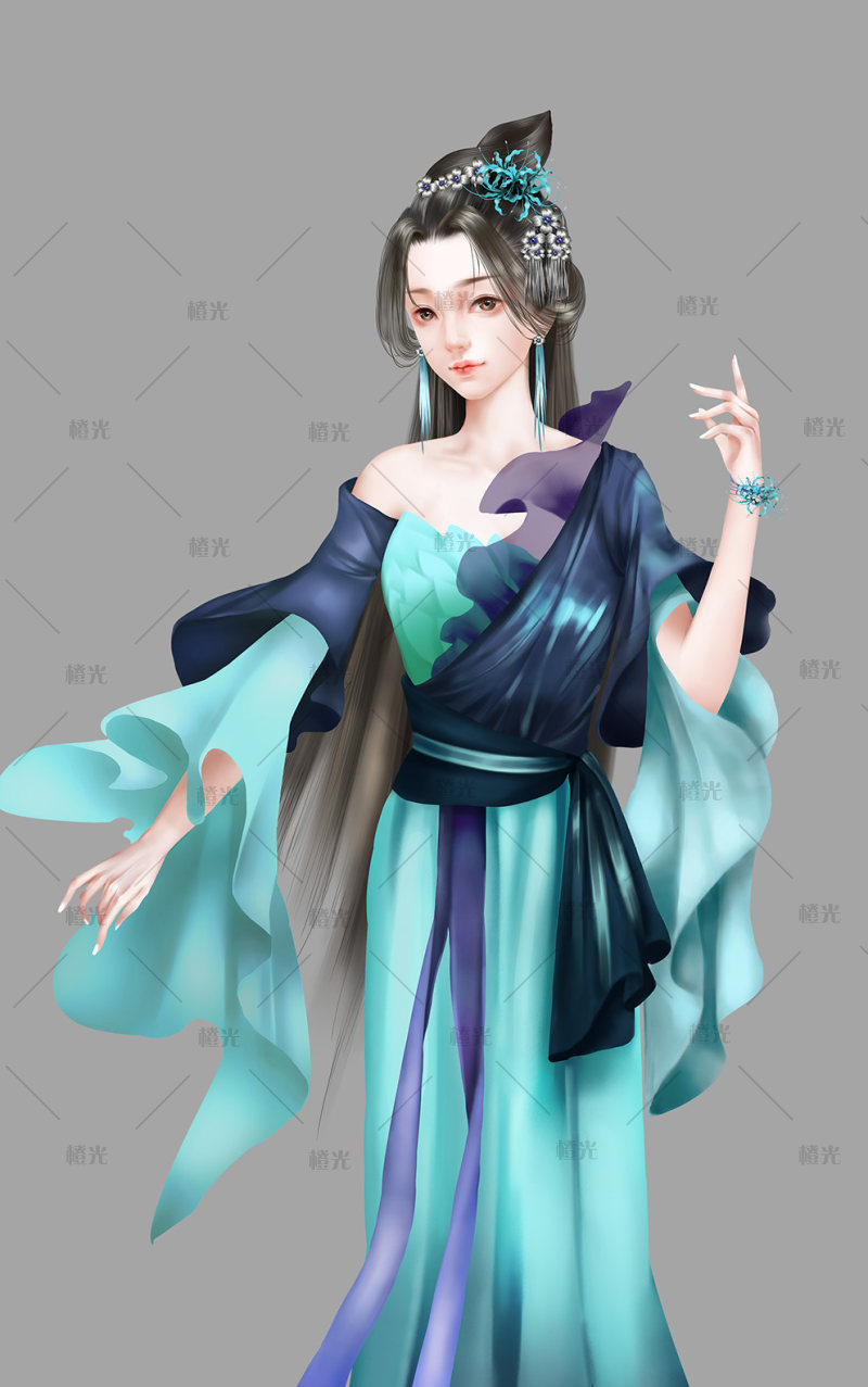 蓝语古风女立绘详情 - 橙娘素材铺 - 橙光|66rpg