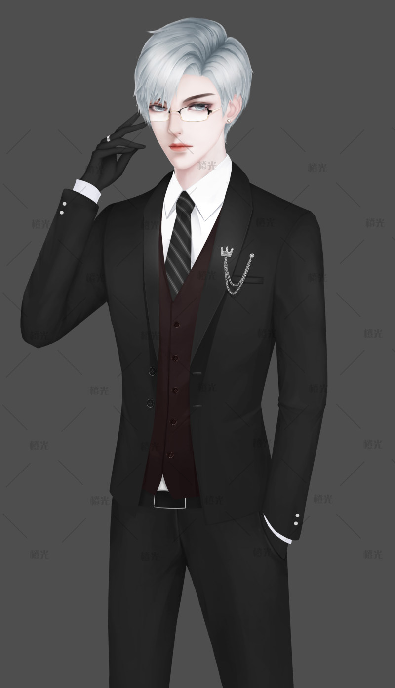 仅供橙光平台使用,现代男立绘,鬼畜型男,两种发型颜色可自调,三套衣服