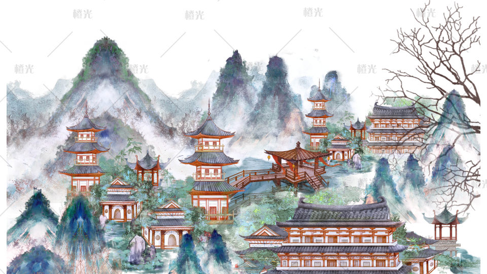 小楼亭台古建筑详情 - 橙娘素材铺 - 橙光|66rpg